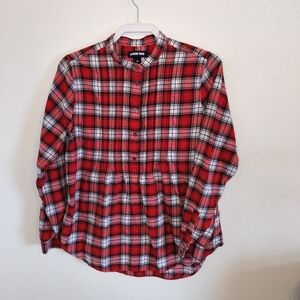 Lands End Women's Popover Tunic Sz 10 Red Plaid 90s Cottagecore Grunge
